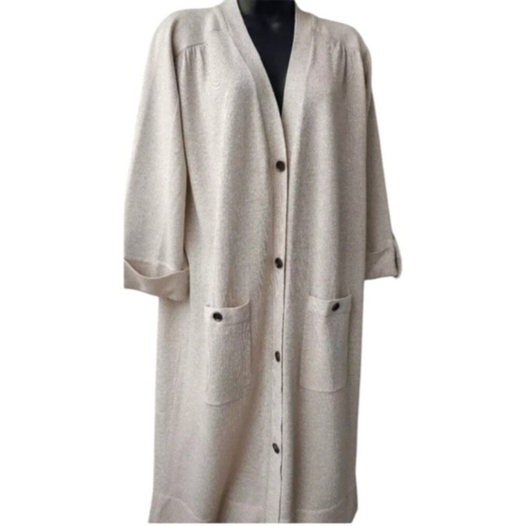 Diane Von Furstenberg DVF Longline Cardigan Jacket Sweater Metallic Size L - Picture 4 of 12